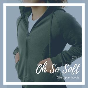 Zyia Oh So Soft Olive Zipper Hoodie